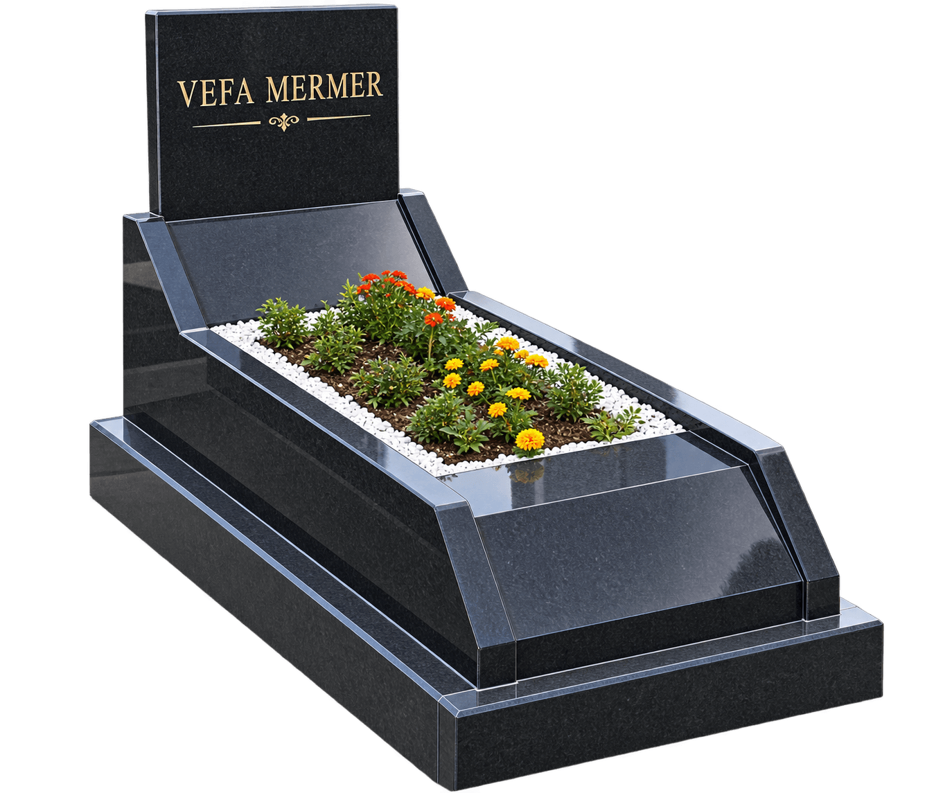 Vefa Mermer G-12 Nero Gaska Granit Özel Eğimli Mezar – Elazığ